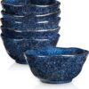Vicrays Ceramic Small Dessert Bowls Set – 10 oz, Set of 6, Microwave, Oven and Dishwasher Safe, for Rice, Ice Cream, Soup, Snacks, Cereal, Chili, Side Dishes etc, Kitchen Bowls Set(Starry Blue)