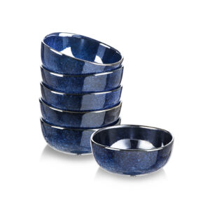 vicrays Ceramic Cereal Bowls Set - Porcelain 26 Ounce Soup Salad Bowls Set - Rice Dessert Cream Bowls Set - Chip Resistant Dishwasher Microwave Safe - Set of 6 (Starry Blue)