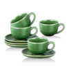 VICRAYS 6.5 oz Cappuccino Cups with Saucers, Set of 4, Ceramic Coffee Cup for Au Lait, Double shot, Latte, Cafe Mocha, Tea (Green)