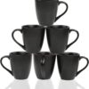 Black Coffee Mug Set, 12 Ounce, Set of 6, Ceramic Mug for Men, Women, Unique Glazed Mugs with Handle for Coffee, Tea, Milk, Cocoa, Cereal