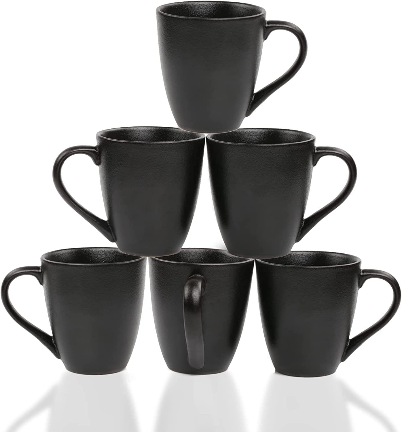 Acopa 12 oz. Black C-Handle Stoneware Mug - 36/Case