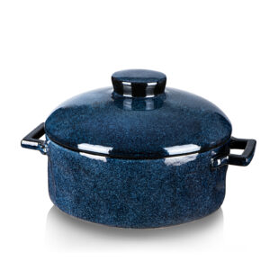 Vicrays Casserole Dish with Lid - Ceramic Lasagna Pan Deep 2 Quart Round Baking Dishes Covered Bakeware for Oven Safe Serving Dish with Handles for Party Dinner Banquet Daily Use (Starry Blue)