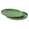 vicrays Ceramic Serving Platter Tray – Extra Large Oval 14.5 Inch Porcelain Dinner Plates Long Serving Dish Set – Ideal for Entertaining Party Restaurant Food Meat Sushi Fish Turkey Platter – Green