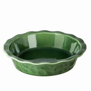 Vicrays Ceramic Pie Pan for Baking - 9 inch Pie Plate Round Fluted and Deep Pie Dish for Tart Pizza Apple Pie Quiche Pot Pies Cake - Reactive Glaze (Green)