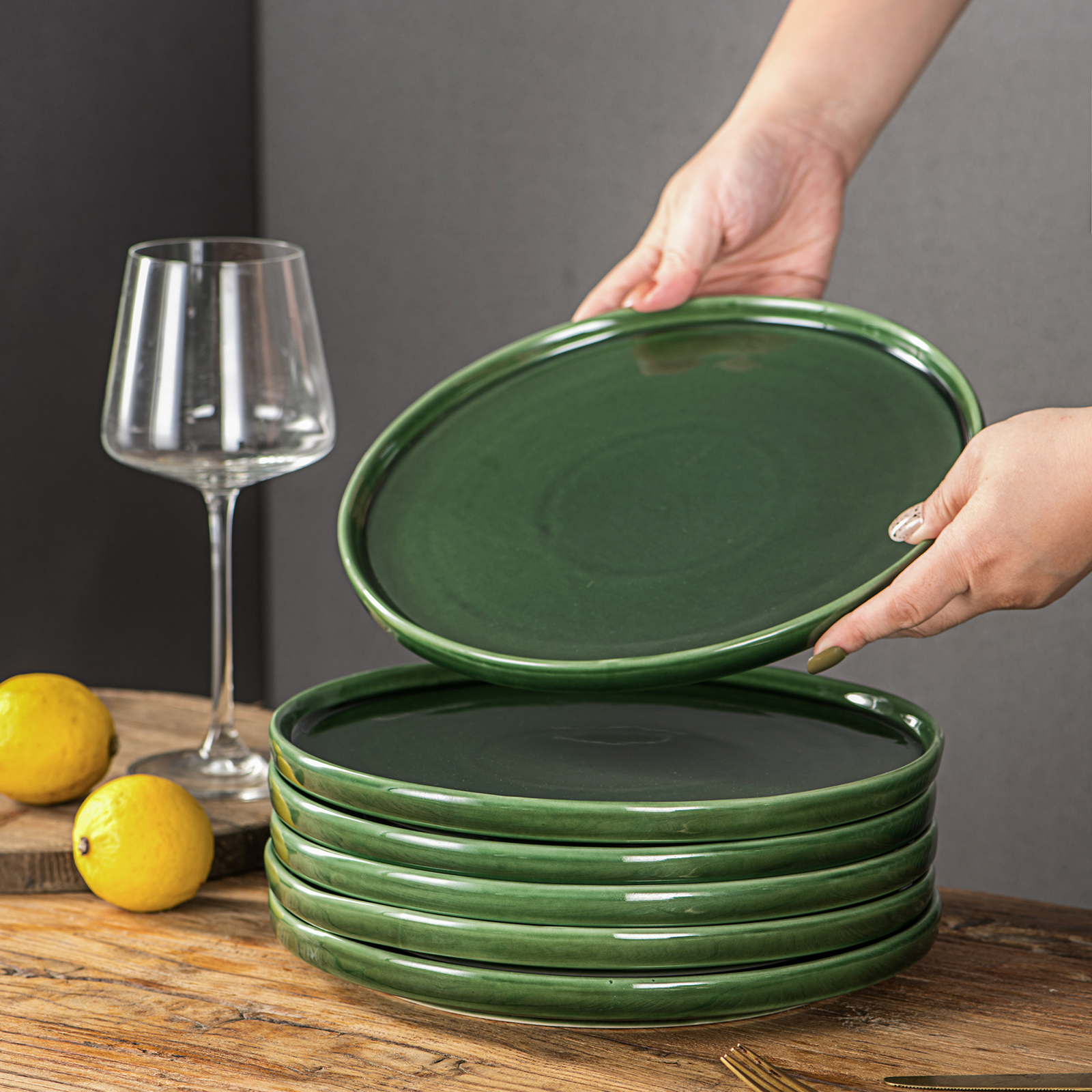 Green sales ceramic plates