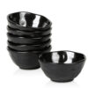 vicrays Ceramic Small Dessert Bowls Set – 10 oz, Set of 6, Microwave, Oven and Dishwasher Safe, for Rice, Ice Cream, Soup, Snacks, Cereal, Chili, Side Dishes etc, Kitchen Bowls Set, Black