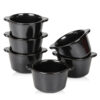Creme Brulee Ramekins Ceramic Bowls – VICRAYS Mini Custard Cups 8 oz oven Safe Bowls Souffle Dishes for Baking Individual Casserole Dipping Sauce Pioneer Woman Bakeware Set of 6, Black