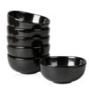 vicrays Ceramic Cereal Bowls Set – Porcelain 26 Ounce Soup Salad Bowls Set – Rice Dessert Cream Bowls Set – Chip Resistant Dishwasher Microwave Safe – Set of 6 (Black)