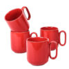 vicrays Ceramic Coffee Mug Set – 18 Ounce Large Stoneware Mug for Men Women – Unique Glazed Porcelain Mugs with Handle for Coffee Latte Tea Milk Cocoa – Set of 4 (Red)