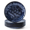 vicrays Ceramic Dessert Salad Plates, 8 Inch, Set of 6, Round, Microwave, Oven, and Dishwasher Safe, Scratch Resistant, Porcelain Fluted Suitable for Snacks, Appetizer, Home, Party, Restaurant (Starry Blue)