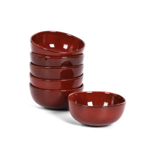 vicrays Ceramic Cereal Bowls Set - Porcelain 26 Ounce Soup Salad Bowls Set - Rice Dessert Cream Bowls Set - Chip Resistant Dishwasher Microwave Safe - Set of 6 (Cherry Red)