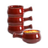 vicrays French Onion Soup Bowls With Handles, 26 Ounce for Soup, Chili, Beef Stew, Chip Resistant, Dishwasher Microwave Safe, Set of 4 (Cherry Red)