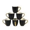 vicrays Coffee Mug Set, 11 Ounce, Set of 6, Ceramic Mug for Men, Women, Unique Glazed Mugs with Handle for Coffee, Tea, Milk, Cocoa, Cereal(Black with Golden)