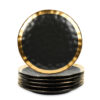 vicrays Ceramic Dinner Plates Set, 10 Inch, Set of 6, Round, Dishwasher Safe, NOT Microwave Safe, Suitable for Steak, Pasta, Home, Party, Restaurant（Black with Golden）