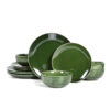 Vicrays Ceramic 12 Pieces Dinnerware Set – Dinner Plates Cereal Bowls Salad Plates Set Service for 4 – Scratch Resistant Dishwasher Safe Microwave Oven – Green