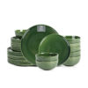 Vicrays Ceramic 24 Pieces Dinnerware Set – Dinner Plates Salad Plates Cereal Bowls Set Service for 8 – Scratch Resistant Microwave Oven Dishwasher Safe – Green