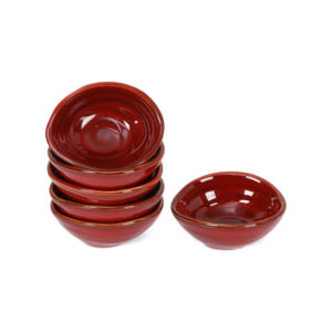 vicrays Ceramic Dipping Sauce Bowls – Small Charcuterie Dip Cups Cooking Prep Condiment Oil Dish Mini Tapas Plates for Soy Sushi Salsas Wasabi Appetizer Dessert - Set of 6 Cherry Red