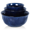 vicrays Ceramic Mixing Serving Bowl Set: Nesting Stoneware Kitchen Decorative Large Bowls for Prepping, Baking – Microwave Oven Dishwasher Safe – 9/7/5.7 inch, Set of 3 (Blue)